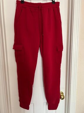 Red Cargo Jogger Pants size large - Women